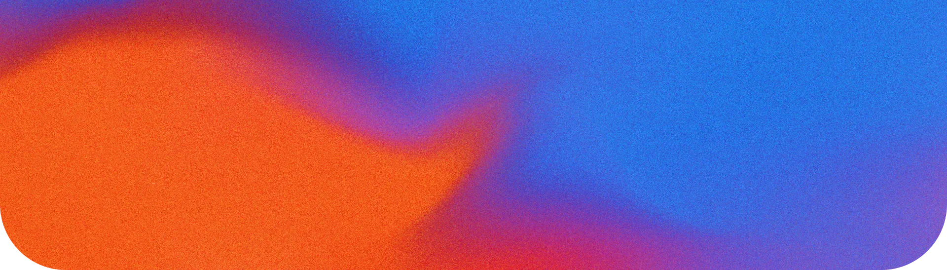 Abstract image with a grainy texture featuring a blend of vibrant orange on the left merging smoothly into bright blue on the right, with soft purple and pink gradients at the transition between the colors.